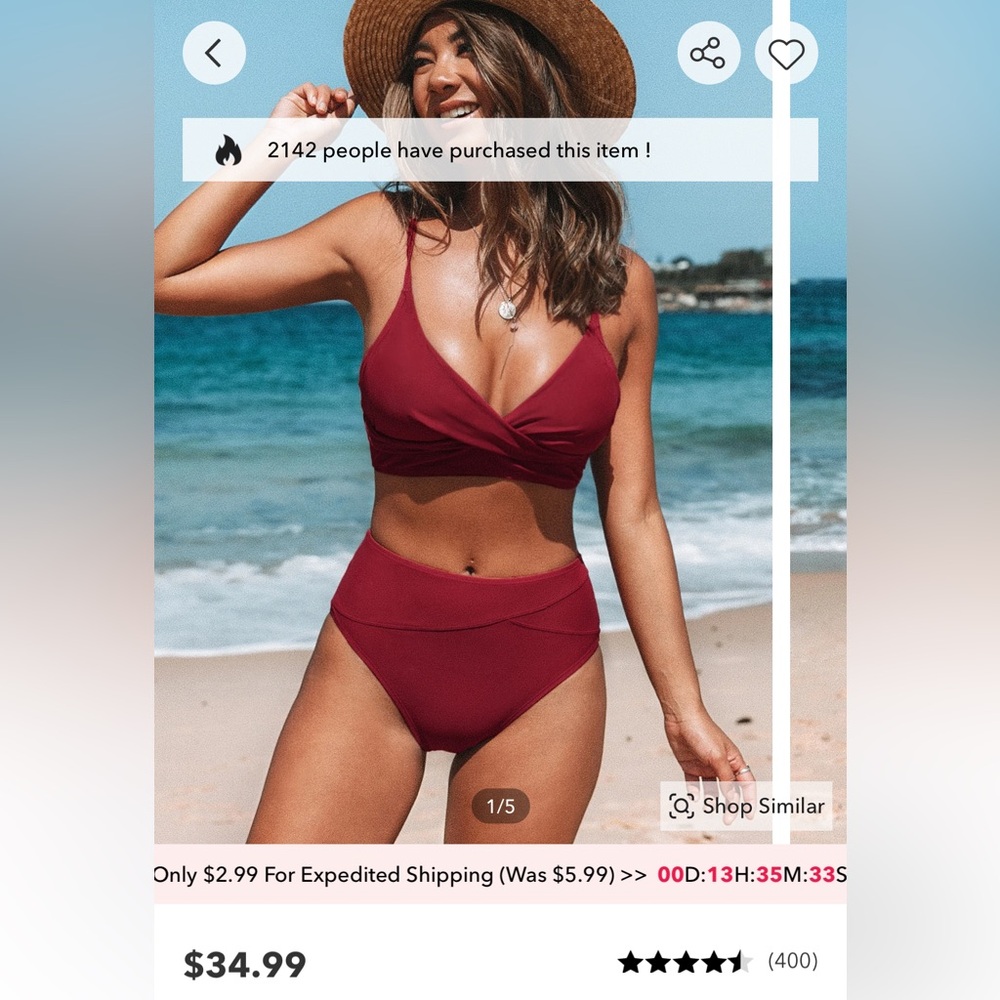 CUPSHE twist front bikini NWT